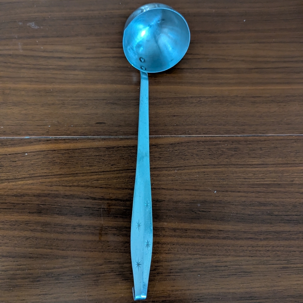 Vintage Atomic Sparkles Regent Sheffield Mid Century Ladle w Hook Pre Owned